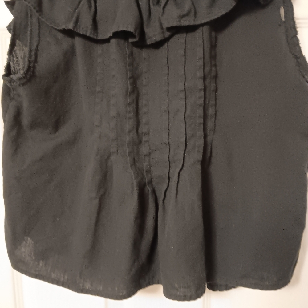 Free People Sylvia Black Cotton Sleeveless Cropt Top With Ruffles & Buttons S - Picture 6 of 8